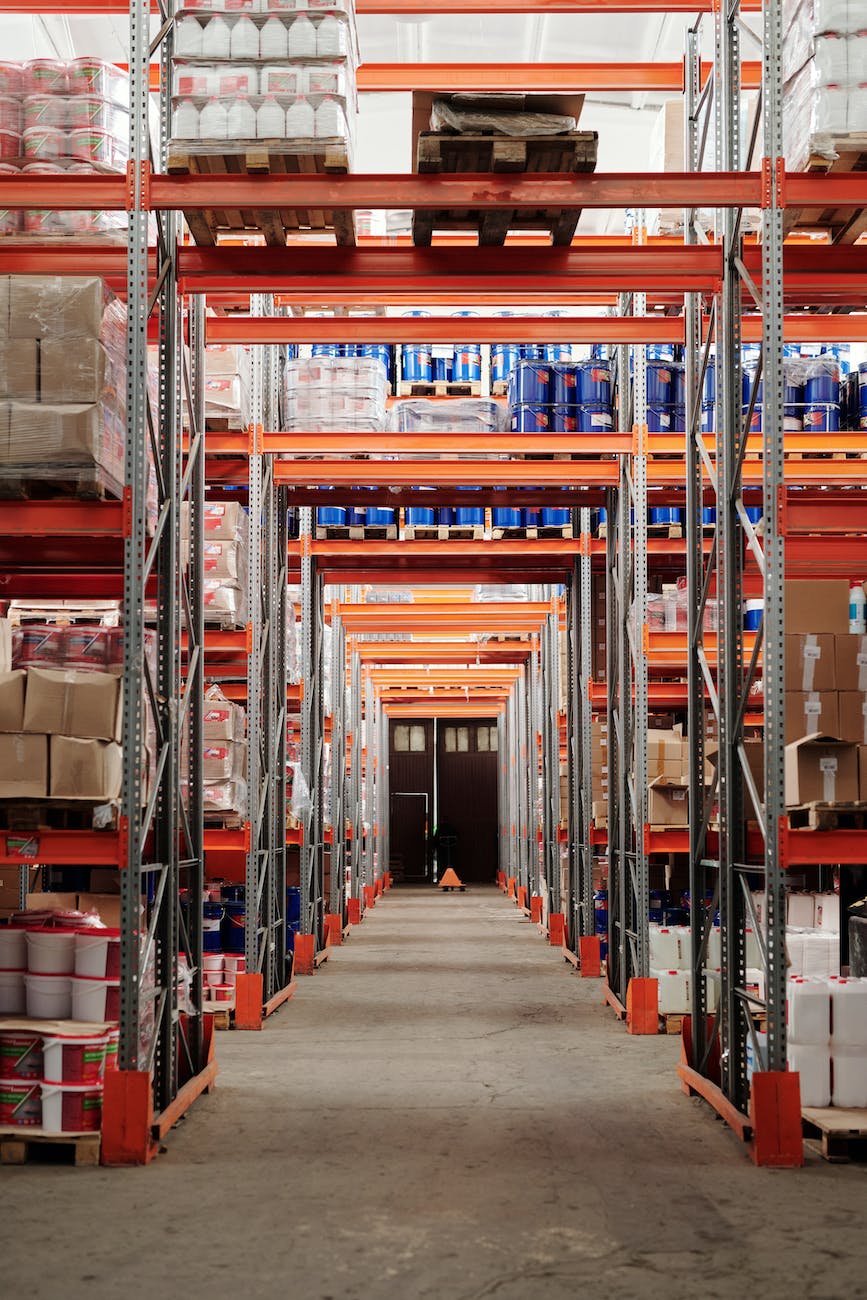 shelves on a warehouse