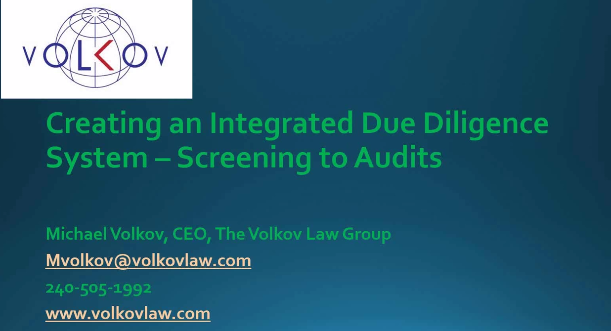Building an Integrated Third Party Due Diligence System Initial Screening to Audits