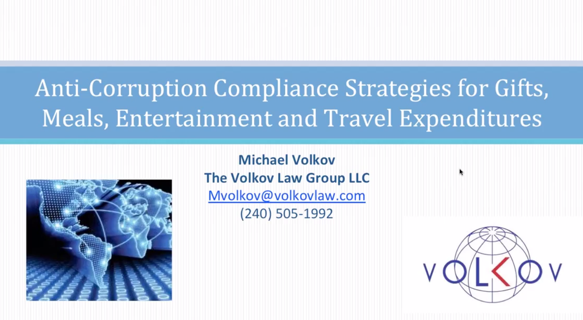 Anti Corruption Compliance for Travel, Gifts, Meals and Entertainment Expenses