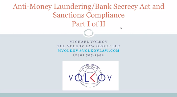 AML BSA and Sanctions Compliance I of II