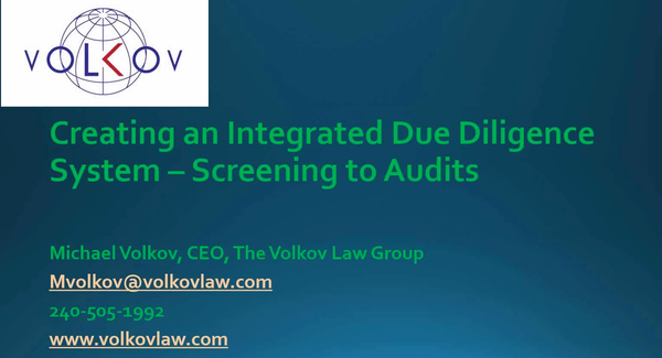 Building an Integrated Third Party Due Diligence System Initial Screening to Audits