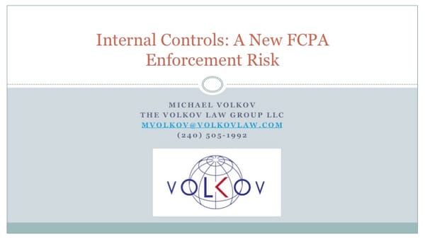 Internal Controls -- A New FCPA Enforcement Risk