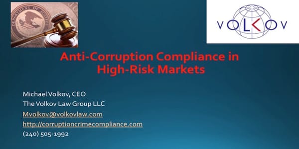 Anti-Corruption Compliance in High-Risk Markets