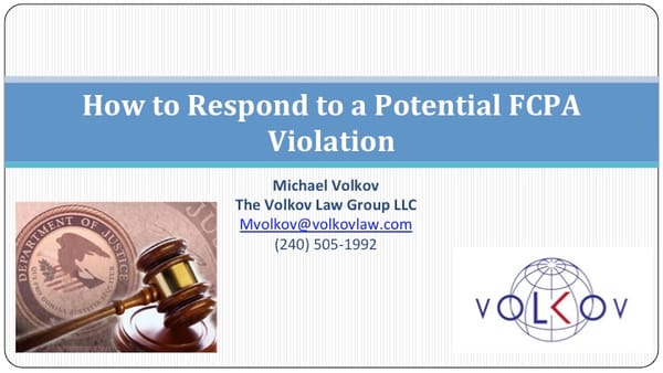 How to Respond to an Apparent FCPA Violation