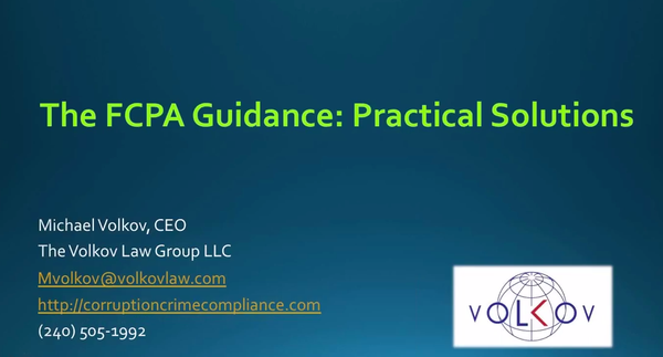 The FCPA Guidance Practical Compliance Solutions