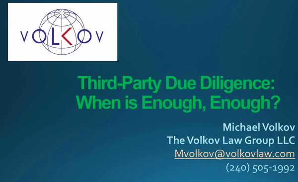 Third Party Due Diligence When is Enough, Enough?